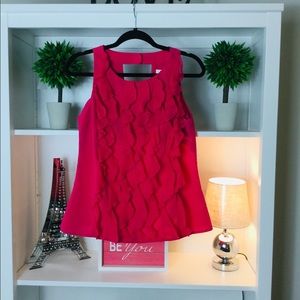 Cato Pink Ruffled Sleeveless Top